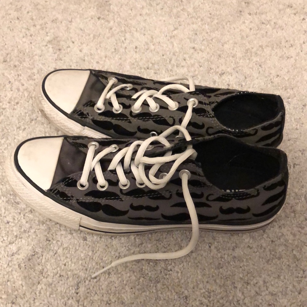 Mustache Converse low top shoes